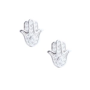 Silver örhänge Fatimas hand- vita kristaller